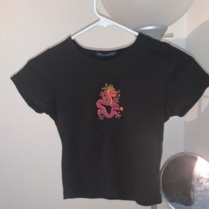 Brandy Melville dragon embroidered shirt